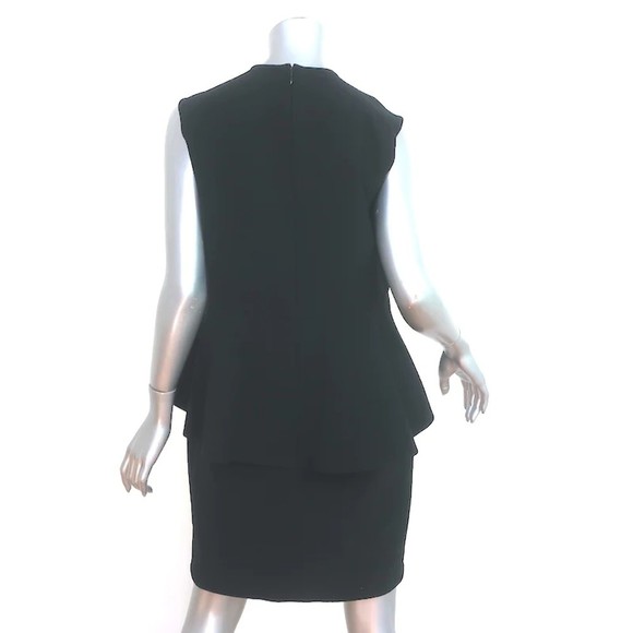 Celine Sleeveless Peplum Dress Black Crepe Size 42 - Picture 4 of 7